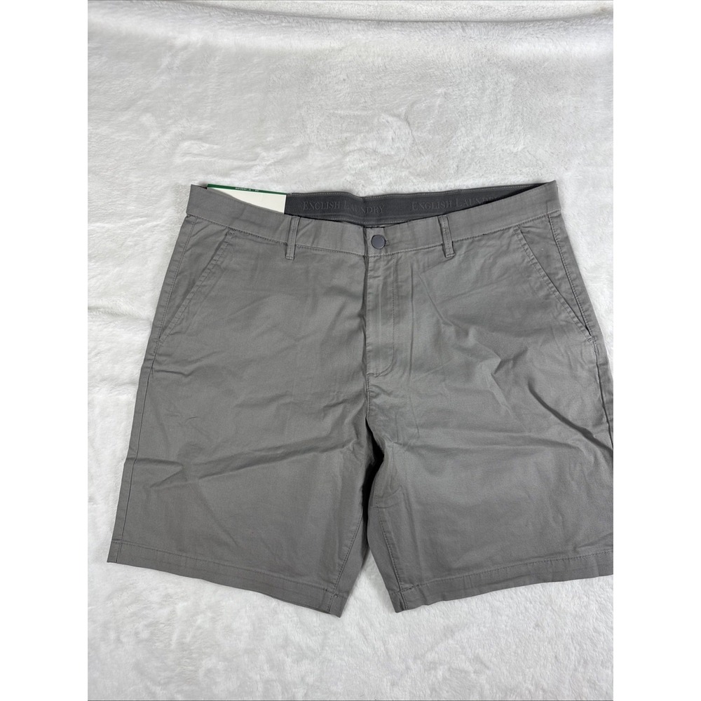 English Laundry Mens Gray Flat Front Stretch Shorts Size 38 9 Inch Inseam New